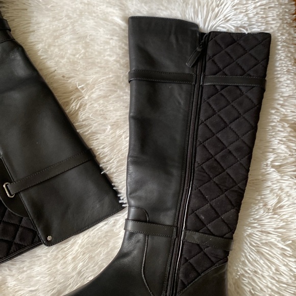 New Sz 10W Wide Calf black Leather knee high  boots - Picture 10 of 12